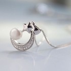 Moon Star Pearl Pendant Necklace Stud Earrings 925 Sterling Silver Jewellery UK