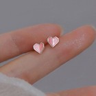 925 Sterling Silver Cute Pink Heart Stud Earrings Jewellery Women Girls Gift UK