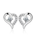 925 Sterling Silver Crystal Heart Stud Earrings Women Girls Jewellery Gift UK