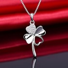 Crystal Clover Pendant Chain Necklace 925 Sterling Silver Jewellery Gift UK