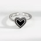 925 Sterling Silver Heart Fashion Adjustable Ring Women Girls Jewellery Gift UK