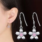 Women Girls 925 Sterling Silver Crystal Flower Drop Hook Earrings Jewellery Gift