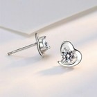 925 Sterling Silver Crystal Heart Stud Earrings Womens Girls valentine's Gift