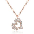 Crystal Rose Gold Heart Shaped Pendant Necklace 925 Sterling Silver Jewellery
