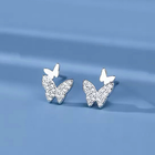 925 Sterling Silver Crystal Butterfly Stud Earrings Jewellery Women Gift UK