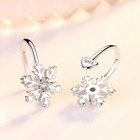 Lovely Crystal Snowflake Ear Clip Cuff Earrings 925 Sterling Silver Christmas