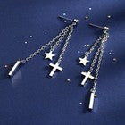 925 Sterling Silver Cross Star Dangle Tassel Drop Earrings Womens Jewellery UK