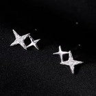 925 Sterling Silver Crystal Star Linked Stud Earrings Jewellery Women Girls Gift
