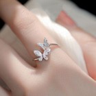925 Sterling Silver Crystal Butterfly Adjustable Ring Women Girls Jewellery Gift