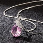 Women 925 Sterling Silver Crystal Leaf water Drop Pendant Necklace Jewellery UK