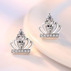 925 Sterling Silver Crystal Crown Stud Earrings Jewellery Women Girls Gift UK