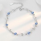 925 Sterling Silver Crystal Stone Linked Charm Bracelet Women Jewellery Gift UK