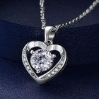 925 Sterling Silver Crystal Love Heart Pendant Necklace Women Jewellery Gift UK