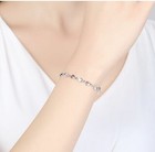 925 Sterling Silver Crystal Stone Heart Linked Charm Bracelet Women Jewellery UK