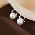 925 Sterling Silver Beautiful Pearl Hoop Earrings Jewellery Women Girls Gift