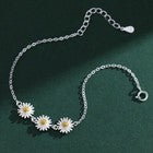 925 Sterling Silver Beautiful Flower Linked Charm Bracelet Women Girls Jewellery