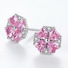 925 Sterling Silver Crystal Pink Heart Necklace Stud Earrings Womens Jewellery