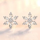 Crystal Snowflakes 925 Sterling Silver Stud Earrings Women Girls Christmas Gift