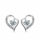 925 Sterling Silver Crystal Heart Stud Earrings Womens Girls Jewellery Gift UK