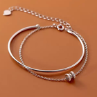 925 Sterling Silver Crystal Double Layer Fashion Charm Bracelet Women Jewellery