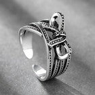 Women Girls Elegant Bow Tie Adjustable Ring 925 Sterling Silver Jewellery Gift U