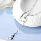 Lovely Women Double Heart Pendant Necklace 925 Sterling Silver Jewellery Gift