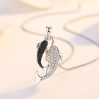 Dolphin Twins Pendant Chain Necklace 925 Sterling Silver Women Jewellery Gift UK
