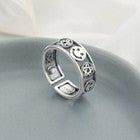 Vintage Smiley Face Star Adjustable Ring 925 Sterling Silver Women Jewellery UK
