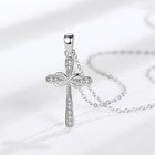 925 Sterling Silver Crystal Cross Pendant Necklace Women Girls Jewellery Gift UK