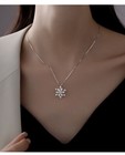 Christmas Crystal SnowFlakes Necklace 925 Sterling Silver Women Jewellery Gift
