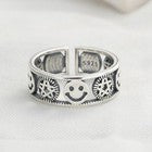 Vintage Smiley Face Star Adjustable Ring 925 Sterling Silver Women Jewellery UK