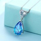 Crystal Heart Water Drop Pendant Necklace 925 Sterling Silver Womens Jewellery
