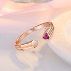 925 Sterling Silver Pink Crystal Heart Adjustable Ring Women Girls Jewellery