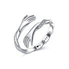 925 Sterling Silver Crystal Love Hug Adjustable Ring Women Girls Jewellery Gift