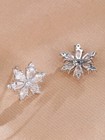 Crystal Snowflake Stud Earrings 925 Sterling Silver Womens Girls Christmas Gift