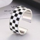 Fashion Checkerboard Heart Adjustable Ring 925 Sterling Silver Jewellery Gift