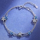 925 Sterling Silver Double Layer Star Linked Charm Bracelet Women Jewellery Gift