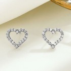 Womens Girls 925 Sterling Silver Crystal Heart Stud Earrings Jewellery Gift UK