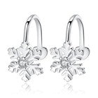 Lovely Crystal Snowflake Ear Clip Cuff Earrings 925 Sterling Silver Christmas