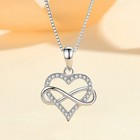 925 Sterling Silver Crystal Heart Pendant Necklace Women Girls Jewellery Gift
