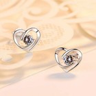 925 Sterling Silver Crystal Heart Swirl Pendant Chain Necklace Stud Earrings UK