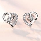 925 Sterling Silver Crystal Heart Stud Earrings Women Girls Jewellery Gift UK