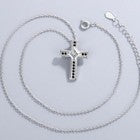 Crystal Cross Pendant Chain Necklace 925 Sterling Silver Women Girls Jewellery