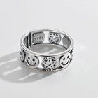 Vintage Smiley Face Star Adjustable Ring 925 Sterling Silver Women Jewellery UK