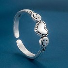 Vintage Heart Smiley Face Adjustable Ring 925 Sterling Silver Women Jewellery