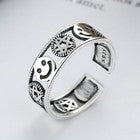 Vintage Smiley Face Star Adjustable Ring 925 Sterling Silver Women Jewellery UK
