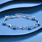925 Sterling Silver Crystal Stone Linked Charm Bracelet Women Jewellery Gift UK