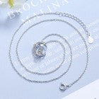 Women Crystal Moon Cat Pendant Chain Necklace 925 Sterling Silver Jewellery UK