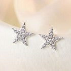 925 Sterling Silver Crystal Star Stud Earrings Jewellery Women Girls Gift UK