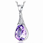 Crystal Water Drop Pendant Chain Necklace 925 Sterling Silver Women Jewellery UK